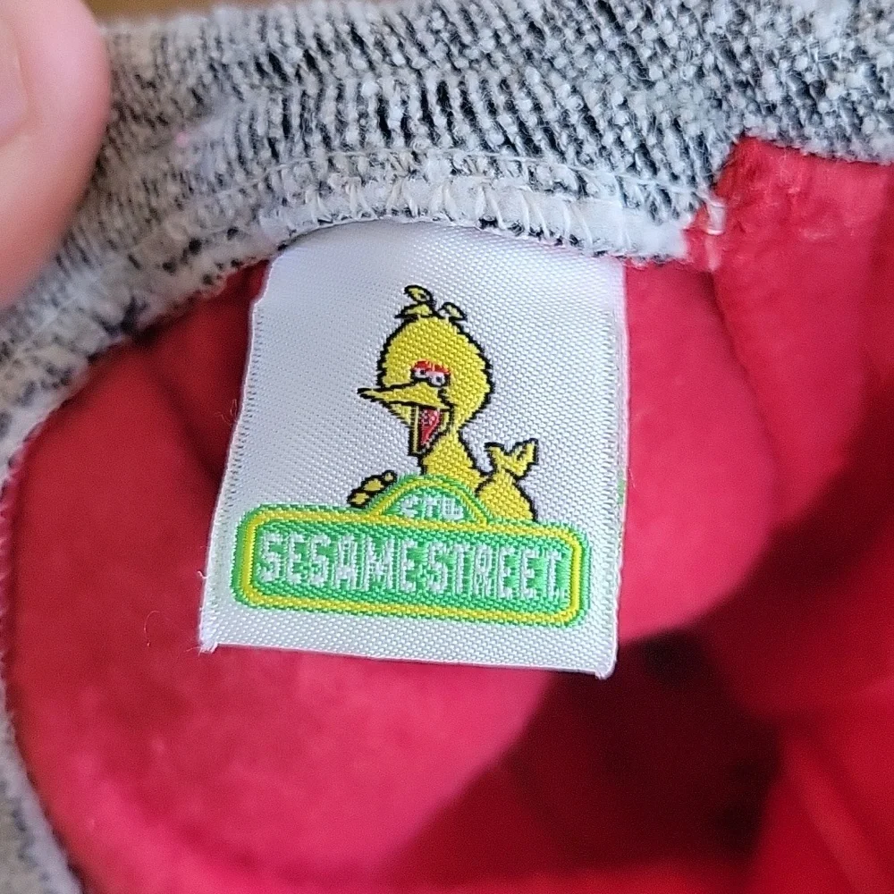 Girls Vintage Sesame‎ Street Fleece Dress Collared Cat Red Gray 1999 - 12 Month